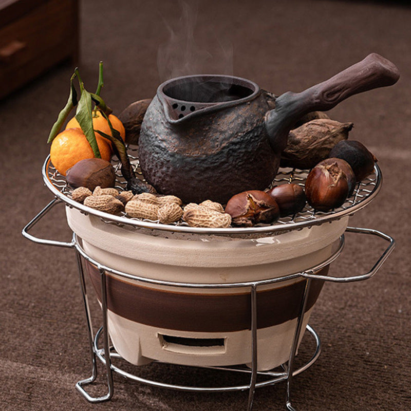 土陶烧烤小泥炉 围炉煮茶炉子 风炉家用室内户外烤茶装备 炭炉碳火炉